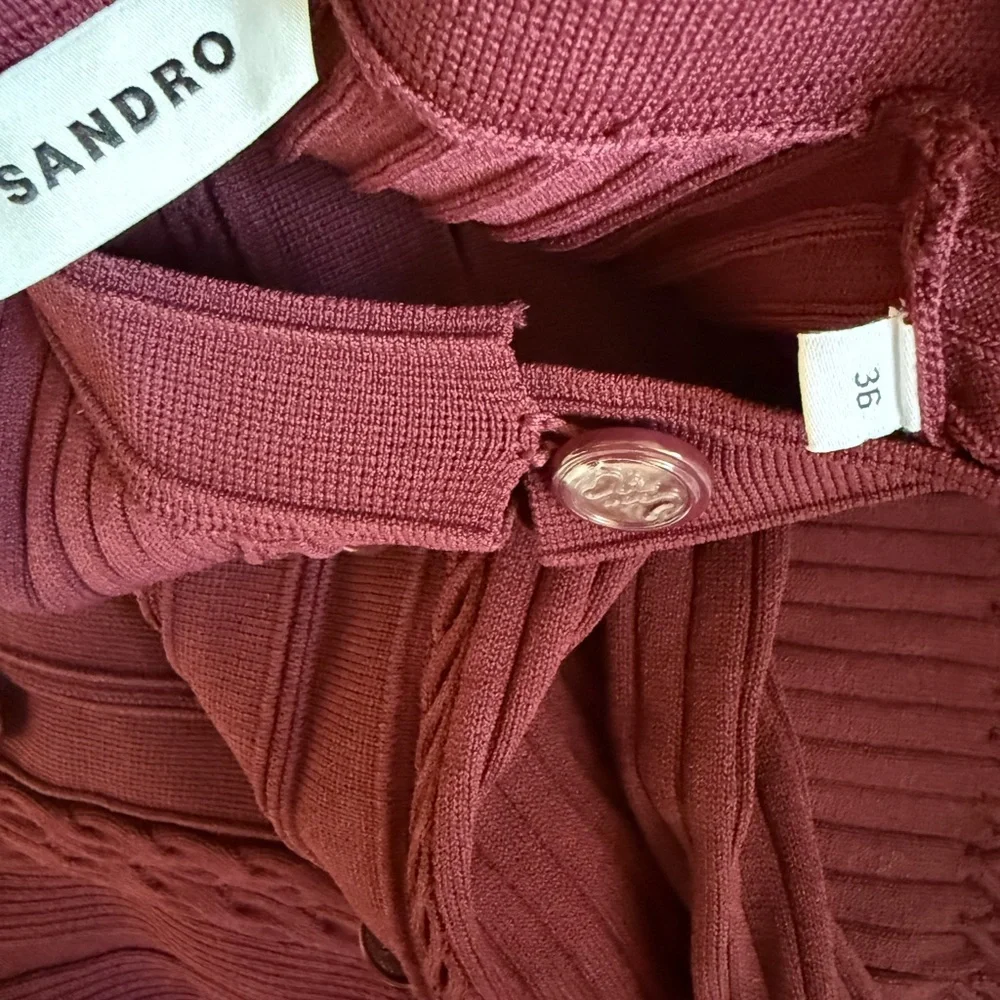 Sandro Milla Knit Midi Dress in Bordeaux size 36 - Picture 10 of 11